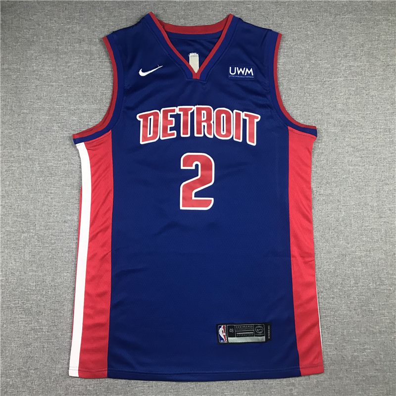 Men Detroit Pistons 2 Cunningham Blue Game Nike 2021 NBA Jerseys